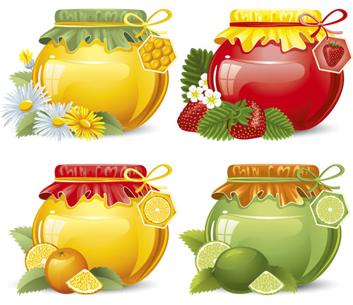 Elements of Honey and Bees vector set 05  