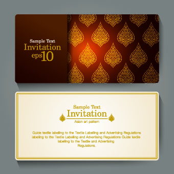 Ornate invitation cards design vector 05  