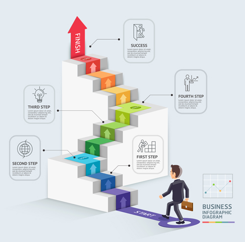 ladder with business template vector 03  