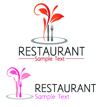 Restaurant Logos with Menu Illustration vector 02  