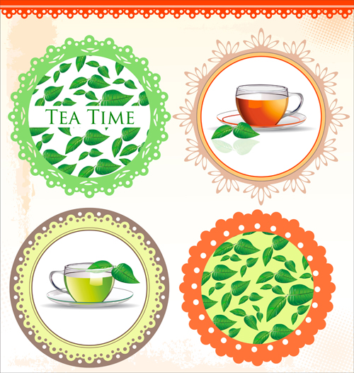 Tea time design elements vector 03  