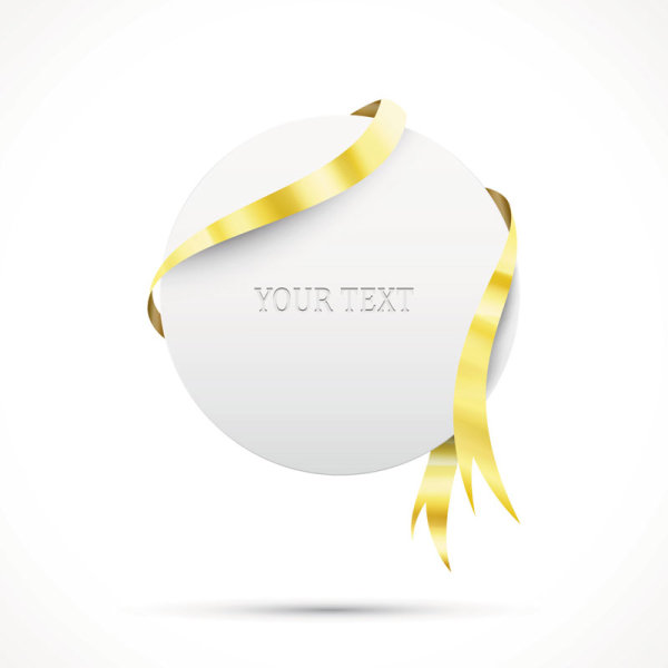 Gold ribbon Invitation card vector 05  