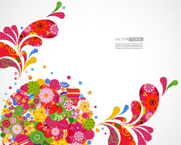Colorful Floral elements background art vector 03  
