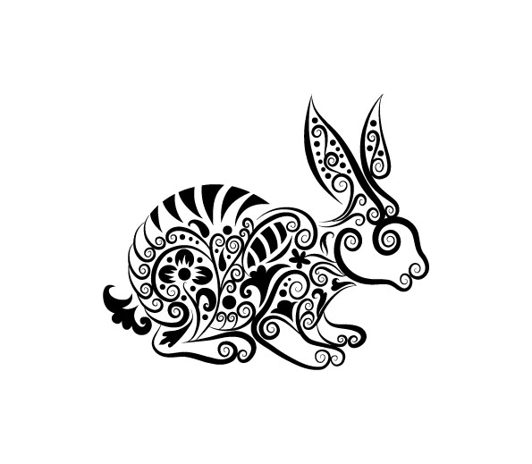 Hand drawn Rabbit Decoration Pattern vector  