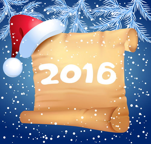 2016 christmas background with paper vector 01  