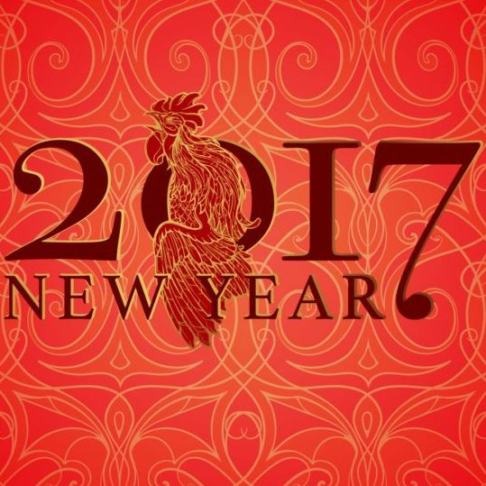 2017 nouvel an avec le vecteur de fond d’année de coq 06  