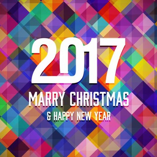 2017 Kerstmis en Nieuwjaar met geometrische achtergrond vector 07  