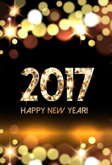 2017 new year with gold light background vector 05  