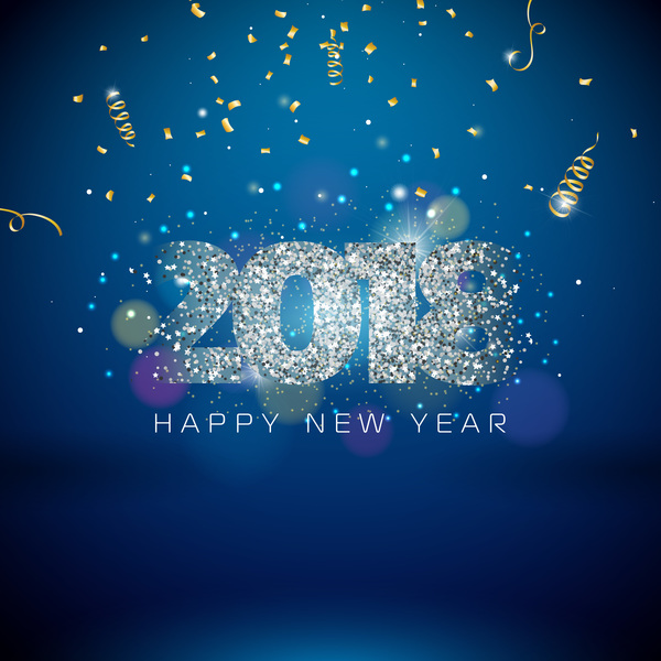 2018 new year background with confetti vector material 02  