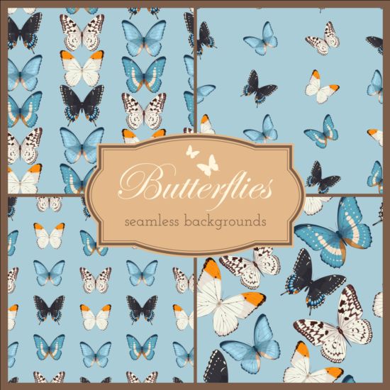 Beautiful butterflies seamless background vector 01  