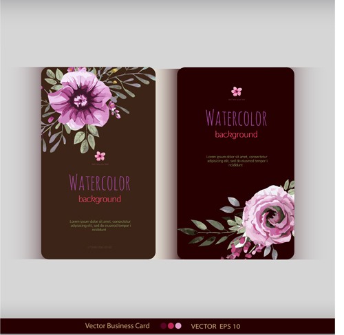 Beautiful watercolor flower business cards vector set 30  