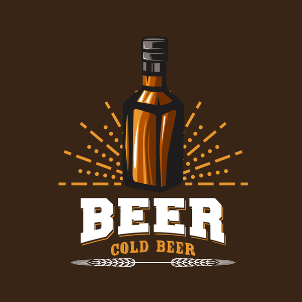 Beer emblem retro design vector material 02  