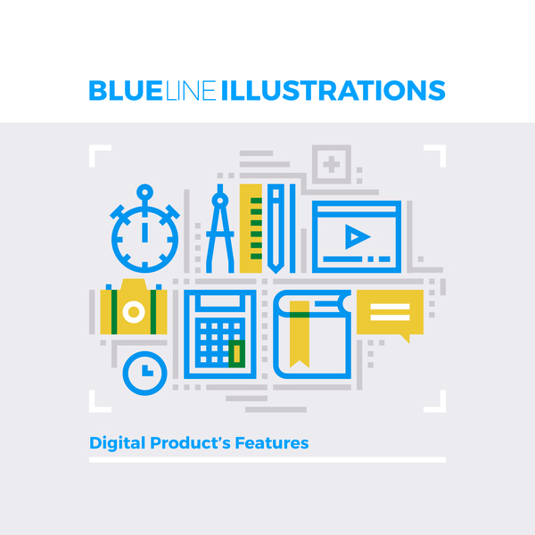 Blue line business template vector 12  