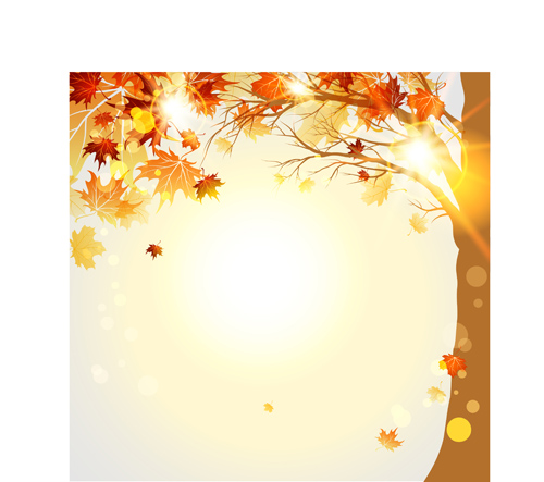 Bright autumn leaf backgrounds vector set 03  