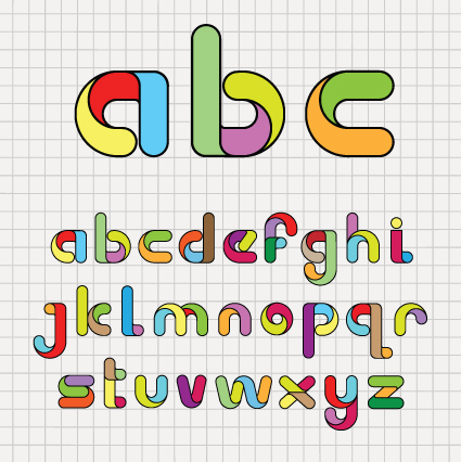 Various Bright colored alphabet design vector set 04  
