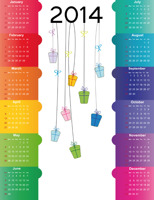 Calendar 2014 vector huge collection 63  