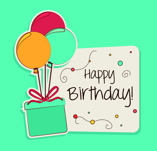 Cartoon style Happy Birthday greeting card template 03  