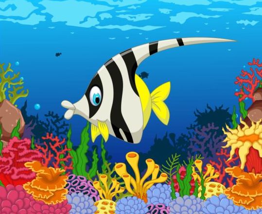 Cartoon onderwaterwereld mooie vector 08  