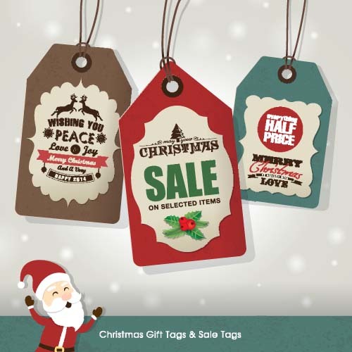 Christmas sale tag retro styles vector 05  