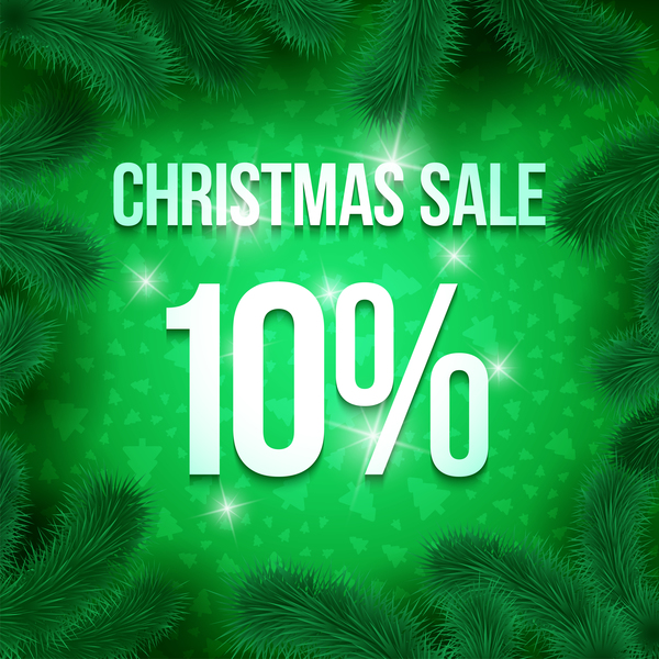 Christmas sale template with pine frame vector 10  