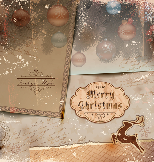 Set of Exquisite Christmas background art vector 03  