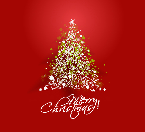 Sparkling Christmas tree design vector 01  