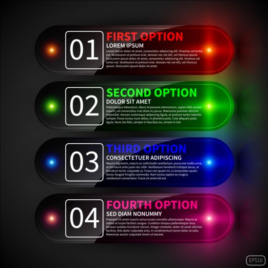 Vettori infografiche neon colorati 01  