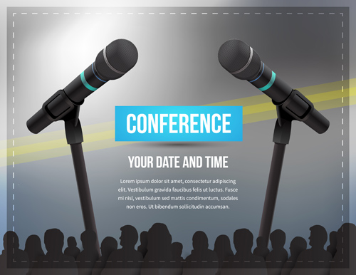 Conference microphones business template vector 06  