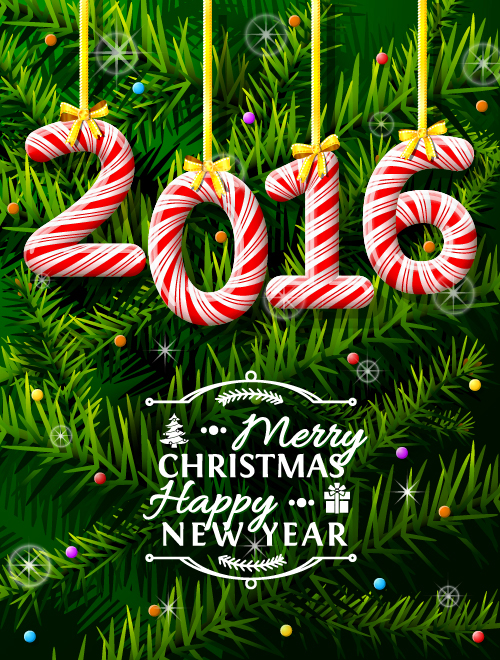Creative 2016 christmas with new year vector design 06  