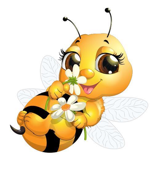 Dessin animé mignon bébé abeille vecteur 04  