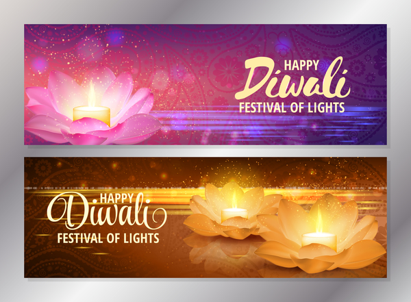 Diwali festival bannières vecteur matériel  