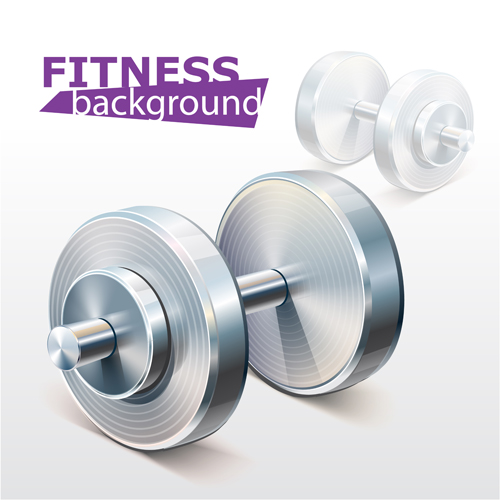 Dumbbell with fitness background vector 05  