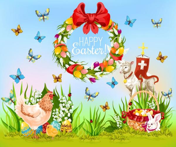 Easter poster template design vector 02  