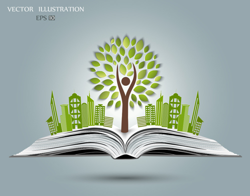 Ecology with book concepts template vector 03  