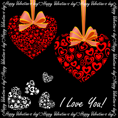 Elegant hearts Valentine ornaments art vector 01  