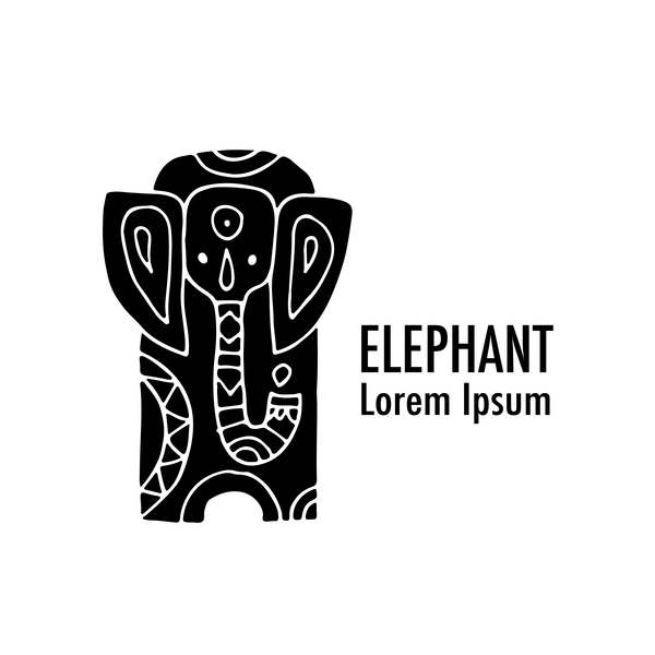 Logos d'éléphant avec vecotr floral décoratif 04  