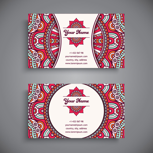 Ethnic decorative elements business card vector 10  