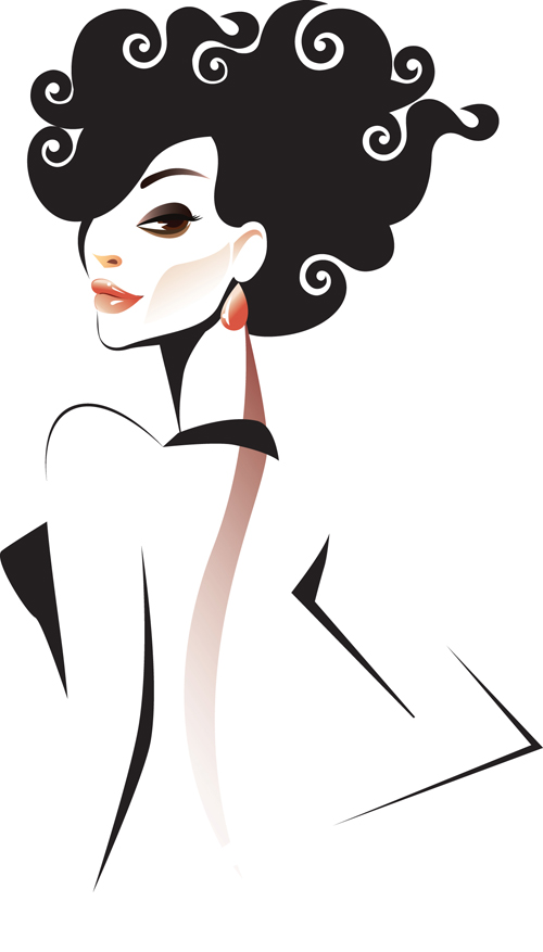 Set of Fashion girl vector graphic 03  