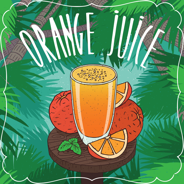 Fresh orange juice poster vector  
