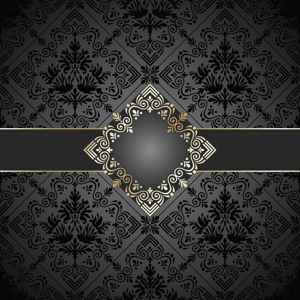 Golden frame with luxury dark background vector 04  