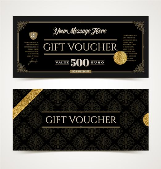 Golden gift voucher luxury vector 01  