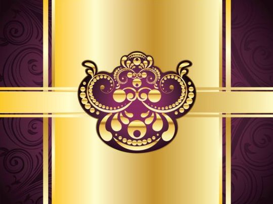 Golden with purple decorative background vector 07  