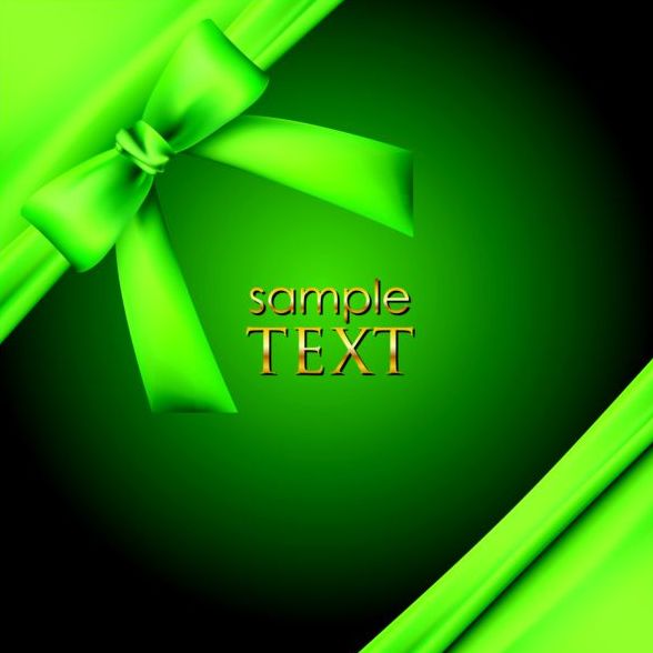 Green background with green bow vector material 01  