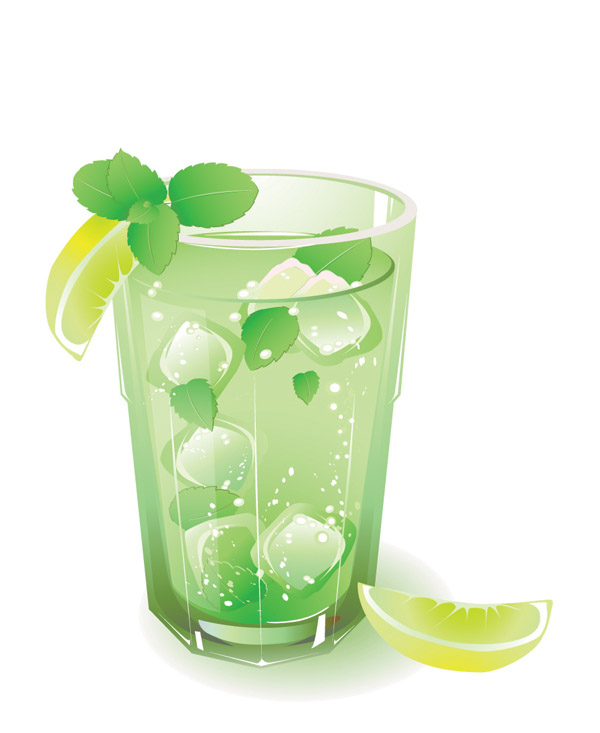 Green fruit juice with Ice vector  