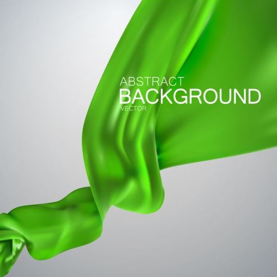 Green silk fabric background vector  