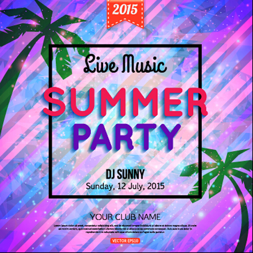 Grunge styles party poster summer vector 03  