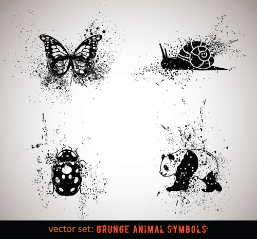 Vector Grungy Animals Symbols set 03  
