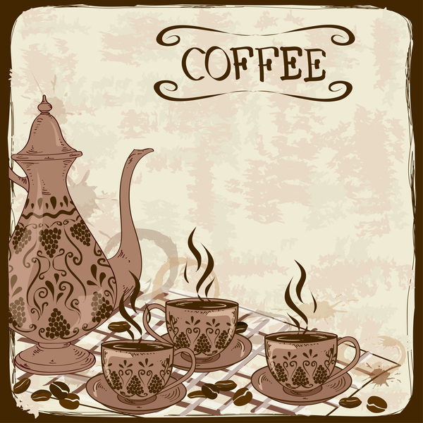 Hand drawn coffee background vectors 02  