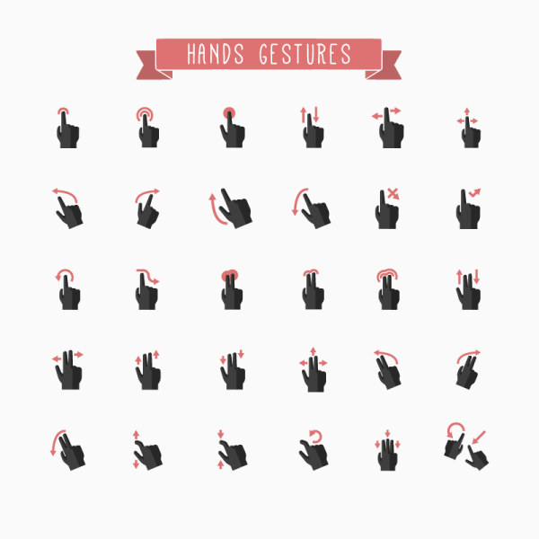 Hands gestures design vector material 04  