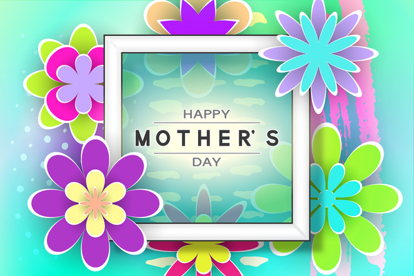 幸せな母の日の花カード ベクトル セット 06  